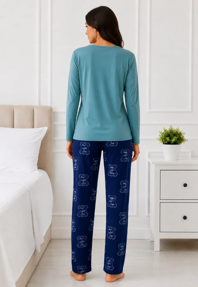 Pijama de Dama Călduroasă și Confortabilă cu Imprimeu Ursuleț — imagine 2