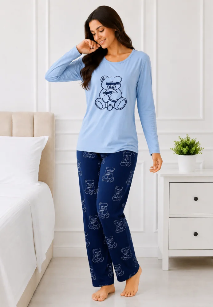 Pijama de Damă Confortabilă cu Imprimeu Ursuleț — imagine 1