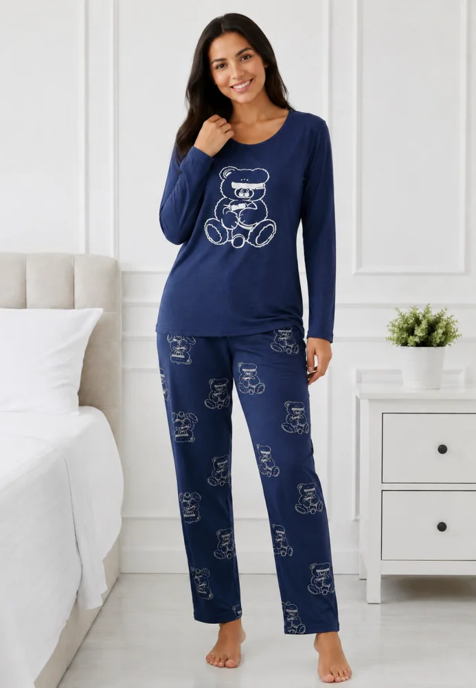 Pijama de Dama Călduroasă și Confortabilă cu Imprimeu Ursuleț — imagine 4