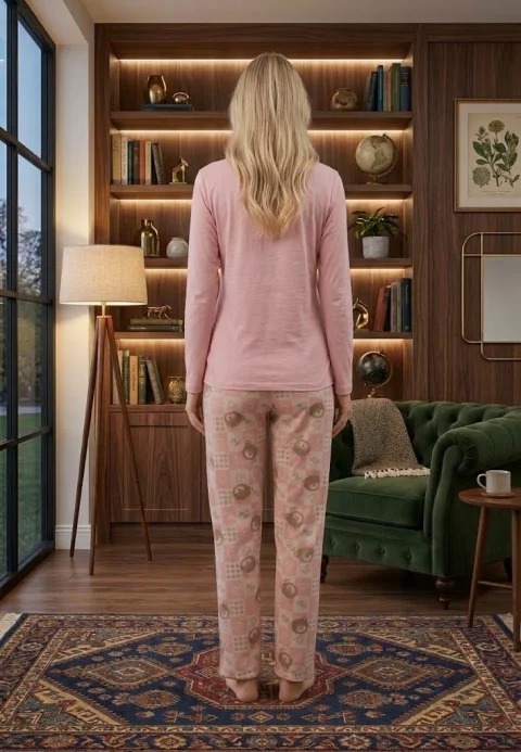 Pijama dama maneca lunga pantalon lungi  ursuluti — imagine 2