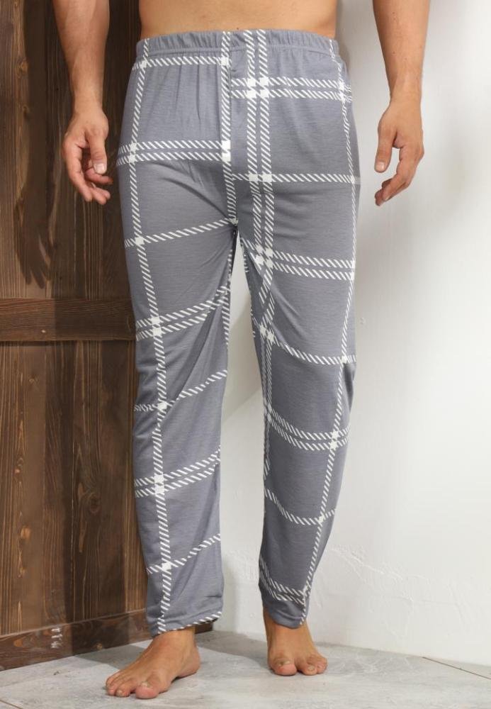 Pantaloni de Pijama Bărbați, Gri, cu Dungi — imagine 2