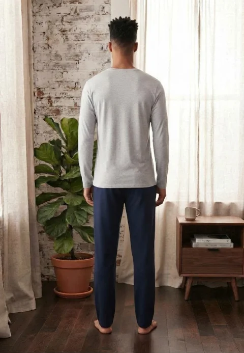 Pijama pentru bărbați, Bluză mânecă lungă cu imprimeu „Natural Rider” și Pantalon lung — imagine 2