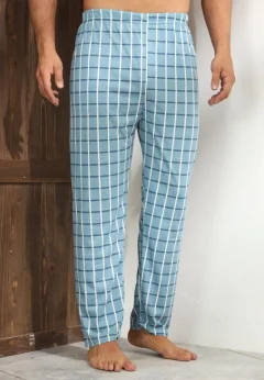 Pantaloni de Pijama Bărbați, Turcoaz cu Alb