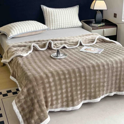 Pătură Cocolino 200x230 cm, Tip Blăniță Wave,Maro — imagine 1