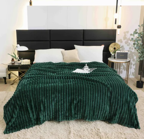 Pătură Pufoasă Cocolino 200 × 230 cm,Verde Inchis — imagine 2