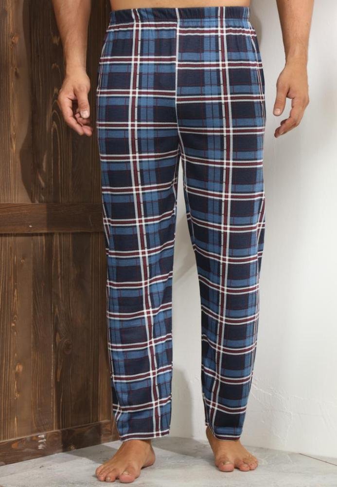 Pantaloni de Pijama Bărbați, Albastru cu Roșu