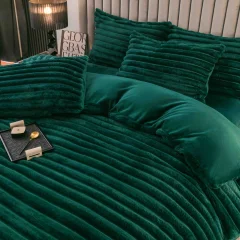 Lenjerie de Pat Cocolino cu Blăniță tip Iepuraș – 4 Piese, Cu Elastic,verde