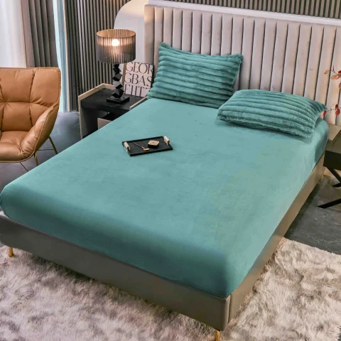 Lenjerie 4 Piese cocolino, Blăniță Shorthair, cu Elastic Perimetral,verde — imagine 3