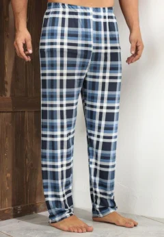 Pantaloni de Pijama Bărbați, Albastru cu Alb