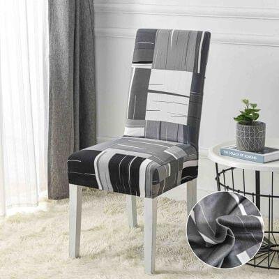 Huse Elastice pentru Scaune, Set 6 Piese, cu Elastic Gri