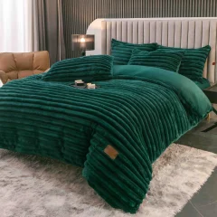 Lenjerie de Pat Cocolino cu Blăniță tip Iepuraș – 4 Piese, Cu Elastic,verde