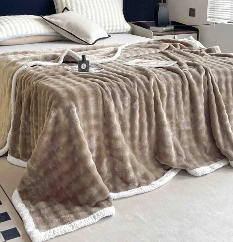 Pătură Cocolino 200x230 cm, Tip Blăniță Wave,Maro — imagine 2