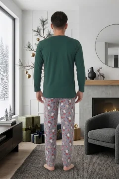 Pijama bărbat verde de Crăciun cu modele tematice