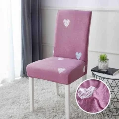 Huse Elastice pentru Scaune, Set 6 Piese, cu Elastic Roz