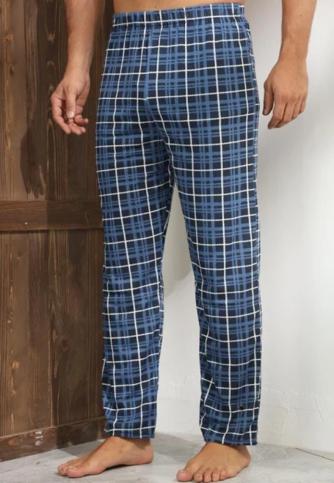 Pantaloni de Pijama Bărbați, Bleumarin cu Alb — imagine 1