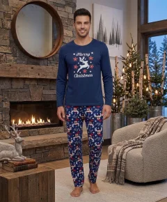 Pijama Crăciun Bărbați Bluemarin – Set Ren Merry Christmas