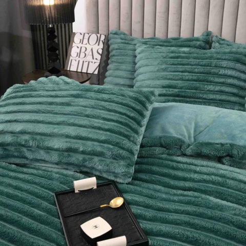 Lenjerie 4 Piese cocolino, Blăniță Shorthair, cu Elastic Perimetral,verde — imagine 5