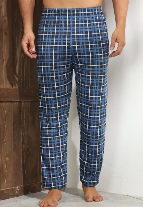 Pantaloni de Pijama Bărbați, Bleumarin cu Alb — imagine 2