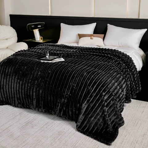 Pătură Pufoasă Cocolino 200 × 230 cm,Negru — imagine 1