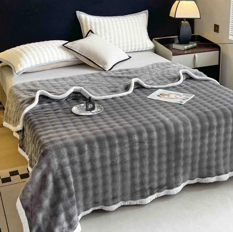 Pătură Cocolino 200x230 cm, Tip Blăniță Wave,Gri inchis — imagine 1