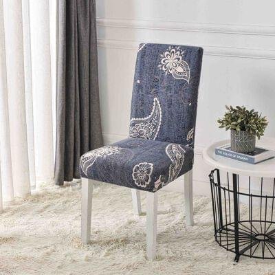 Huse Elastice pentru Scaune, Set 6 Piese, cu Elastic albastru