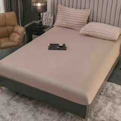 Lenjerie de Pat Cocolino cu Blăniță tip Iepuraș – 4 Piese, Cu Elastic,Nud