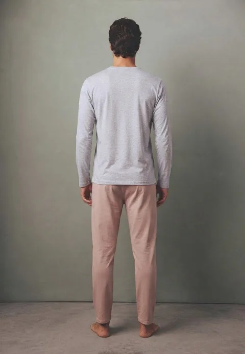 Pijama pentru bărbați, Bluză mânecă lungă cu imprimeu „Natural Rider” și Pantalon lung — imagine 2