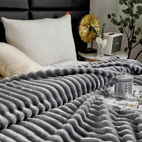 Pătură Pufoasă Cocolino 200 × 230 cm,Gri Deschis — imagine 2