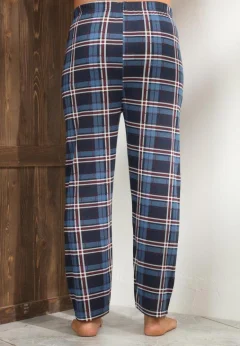 Pantaloni de Pijama Bărbați, Albastru cu Roșu