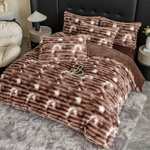 Lenjerie de Pat Cocolino cu Blăniță tip Iepuraș,multicolor – 4 Piese, Cu Elastic — imagine 4