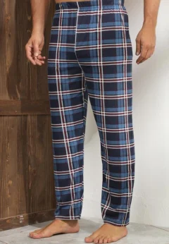 Pantaloni de Pijama Bărbați, Albastru cu Roșu