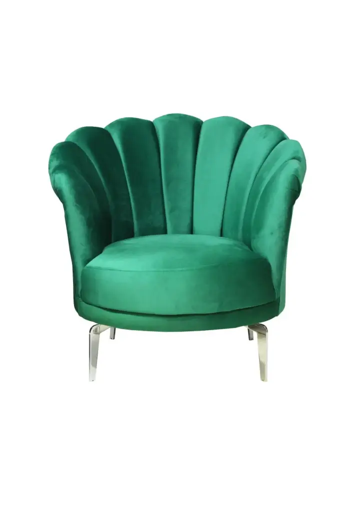 Fotoliu Lotus Verde cu Picioare Metalice