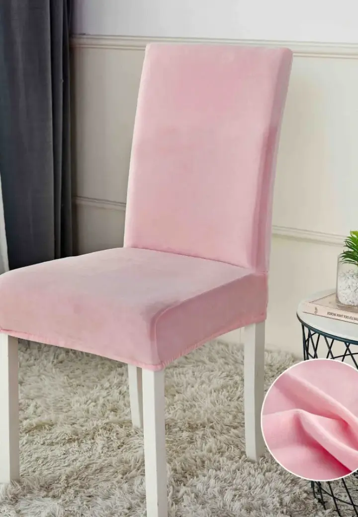 Huse Scaun din Catifea Set 6 Bucăți, Roz