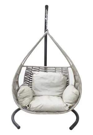 Leagăn Grădină Damlan Poliester Gri cu Pernă Tapițată