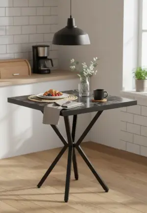 Masă Pătrată Artex Negru Marmorat