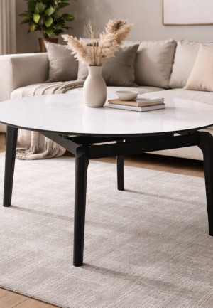 Masă Arhus Negru Rotundă Extensibilă