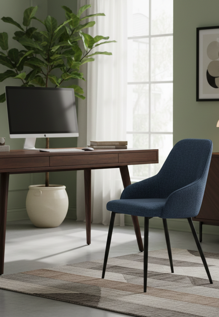 Scaun Velto Albastru din Material Textil