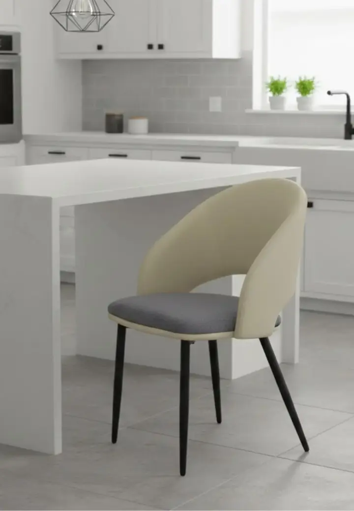 Scaun Magnus Crem Gri Piele Ecologică, Textil