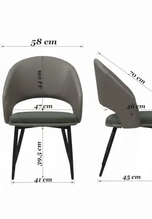 Scaun Magnus Crem Gri Piele Ecologică, Textil