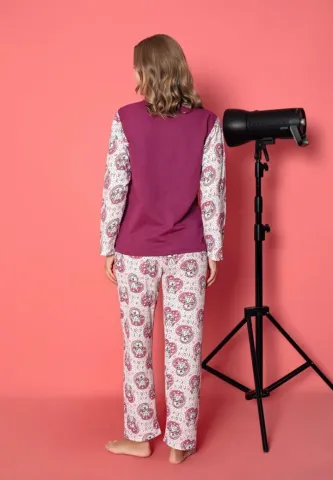 Pijama Damă Confortabilă – Vătuită, Mâneci Lungi, Model Urș hover