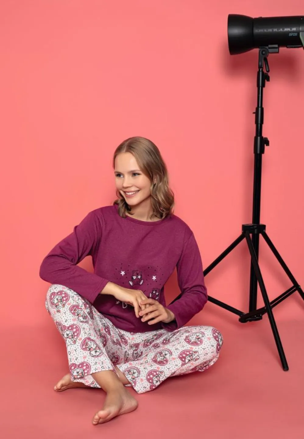Pijama damă vătuită – Mâneci lungi, Model Teddy Bear - 3