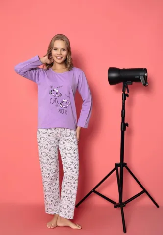 Pijama damă pentru nopți relaxante – Mâneci lungi, Happy Cute