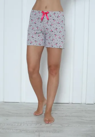 Pantalon Scurt Femei din Bumbac cu Flori Roz – Stil Casual Chic