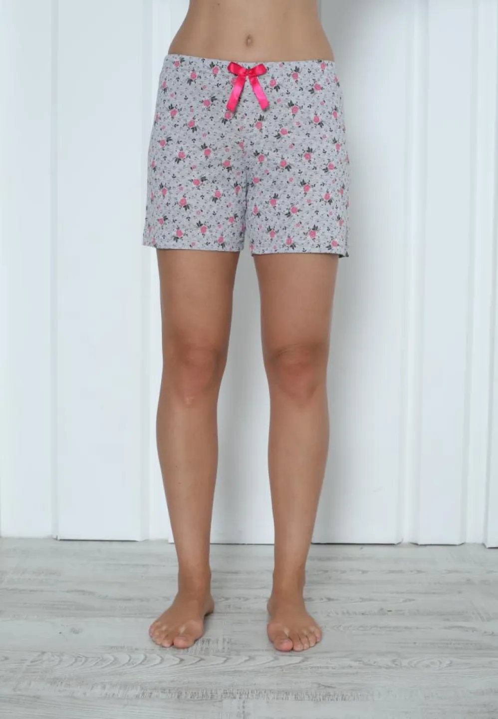 Pantalon Scurt Femei din Bumbac cu Flori Roz – Stil Casual Chic - 3
