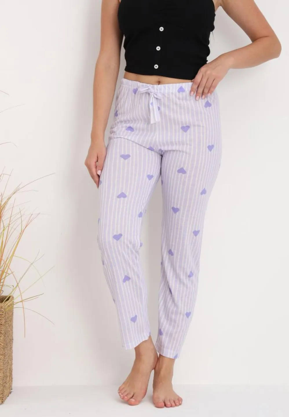 Pantaloni Damă pentru Pijamale cu Imprimeu Inimioare Mov – Stil Cozy și Feminin - 5