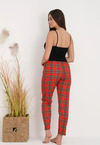 Pantaloni Damă pentru Pijamale cu Print Carouri Roșu – Cozy și Feminin hover