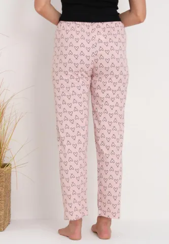 Pantaloni lungi de pijama damă,imprimeu INIMIOARE hover