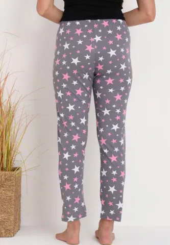 Pantaloni Damă lejeri – Eleganță și Libertate cu imprimeu steluțe gri închis hover