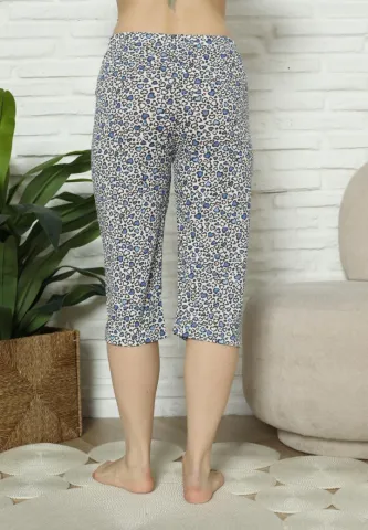 Pantaloni Pijama Damă Treisferturi, albastru, inimi hover