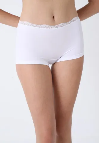 Boxeri din Microfibră Damă – Alb cu Dantelă Delicată